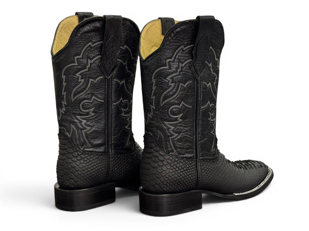 BOTA LR BOOTS GRABADA VÍBORA DE PITÓN NEGRO CABALLERO