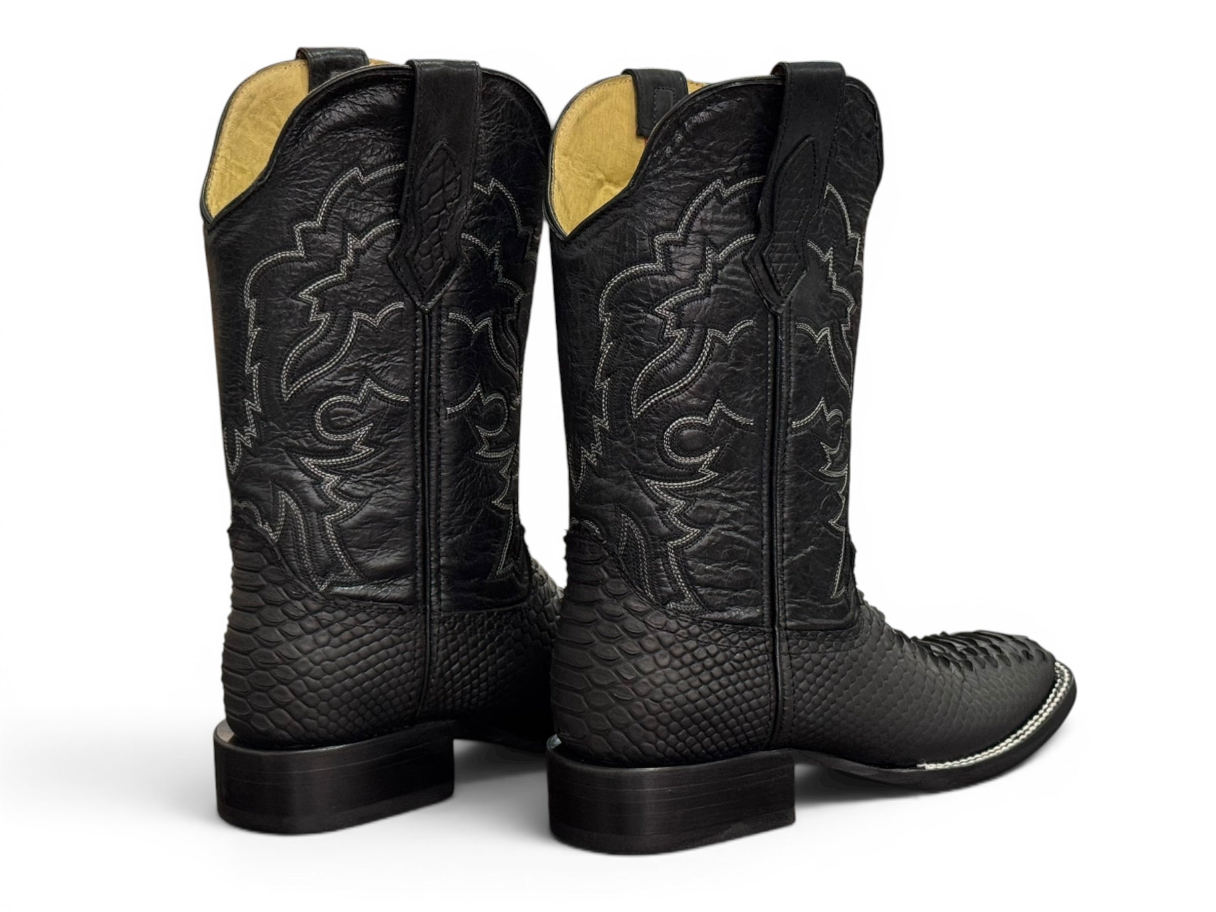 BOTA LR BOOTS GRABADA VÍBORA DE PITÓN NEGRO CABALLERO