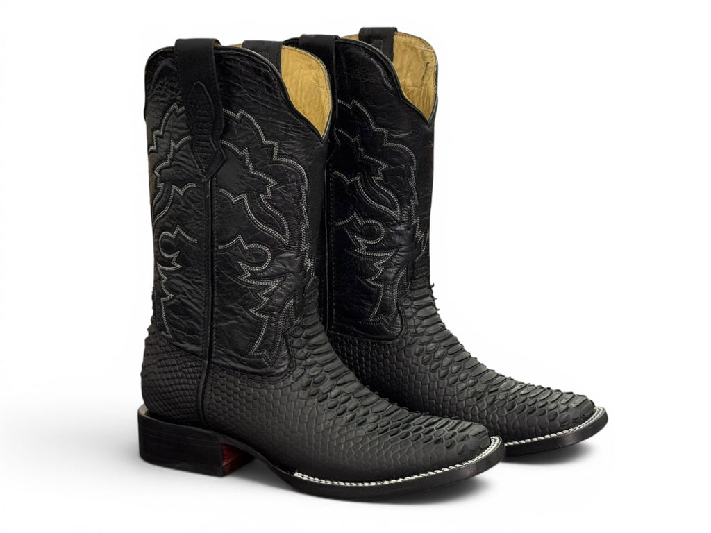 BOTA LR BOOTS GRABADA VÍBORA DE PITÓN NEGRO CABALLERO