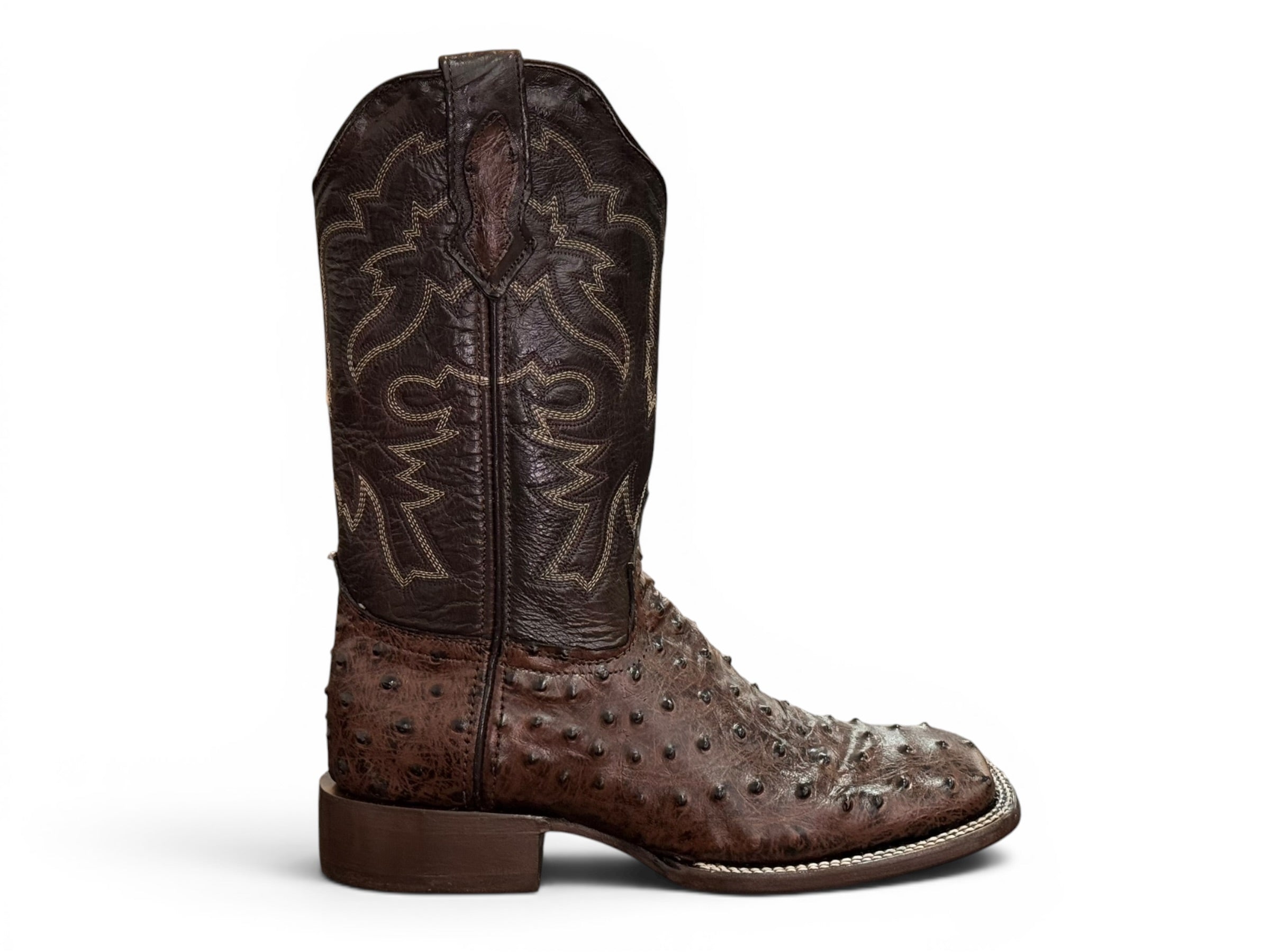 BOTA LR BOOTS GRABADA AVESTRUZ CAFÉ CABALLERO