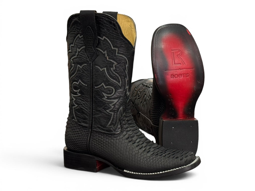 BOTA LR BOOTS GRABADA VÍBORA DE PITÓN NEGRO CABALLERO