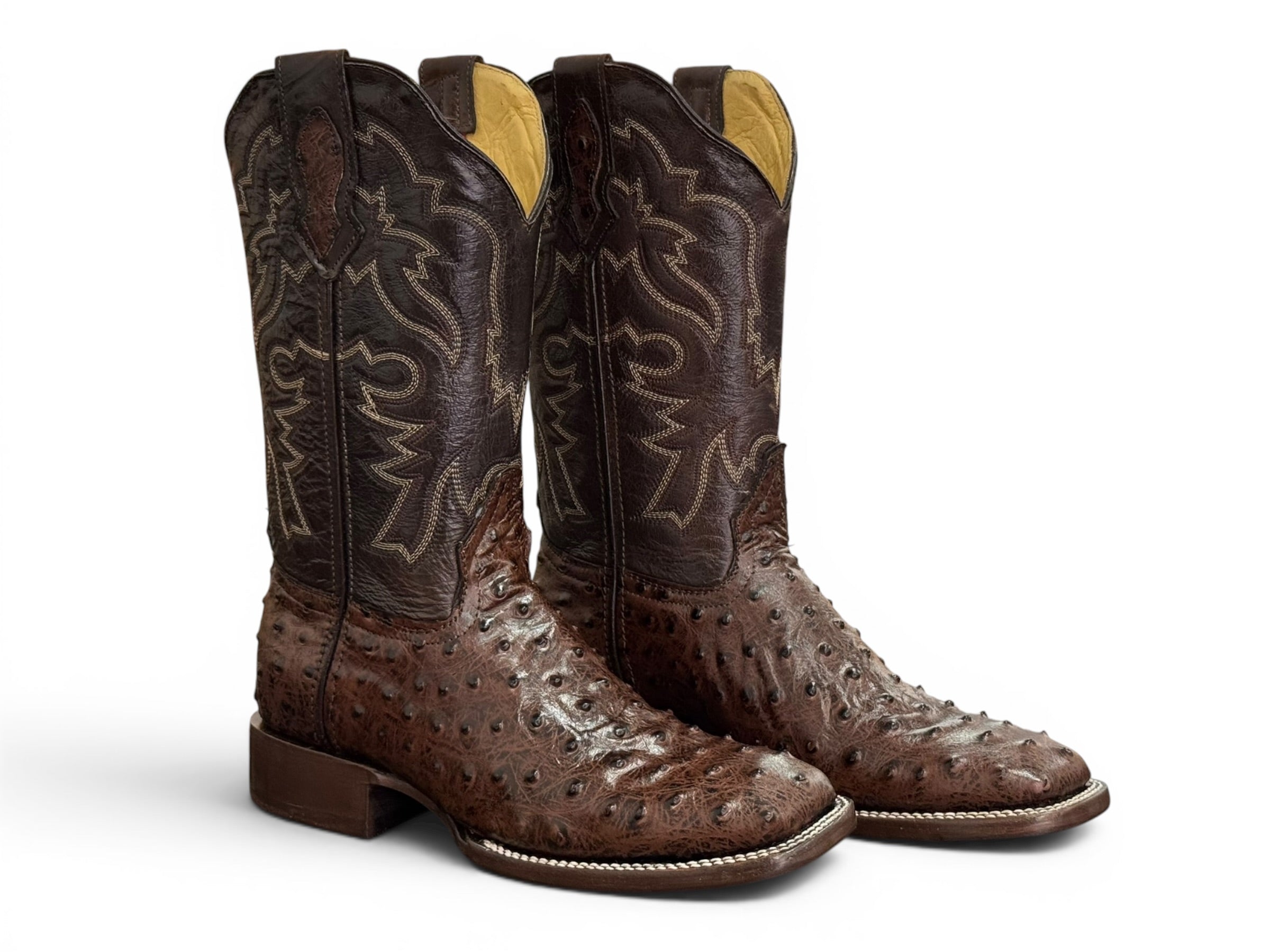 BOTA LR BOOTS GRABADA AVESTRUZ CAFÉ CABALLERO