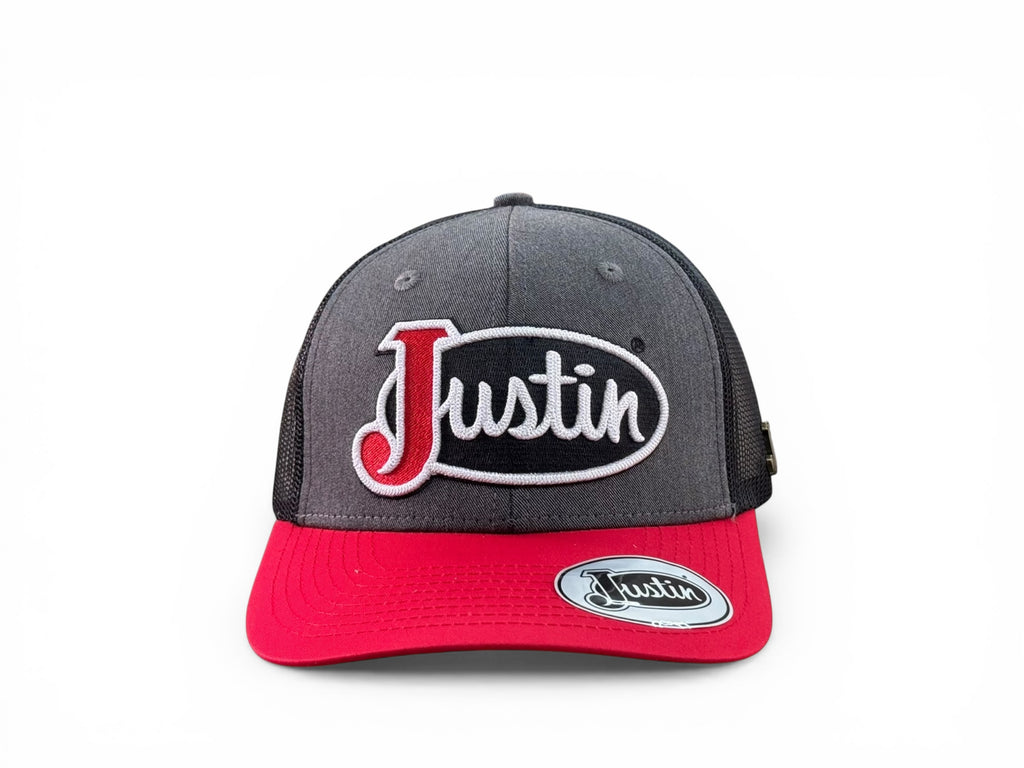 JUSTIN GORRA GRIS / ROJO