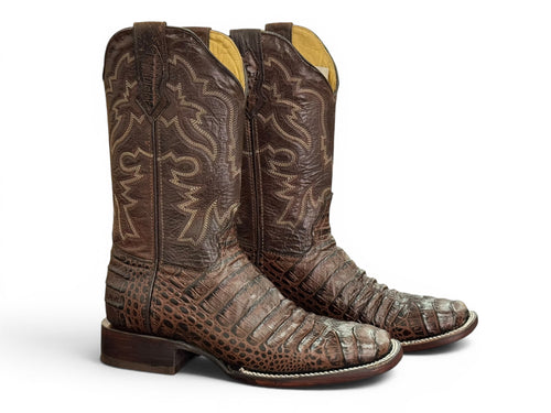 BOTA LR BOOTS GRABADA CAIMÁN CAFÉ CABALLERO