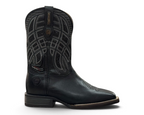 Bota vaquera LR BOOTS Rio Grande Sierra para caballero en piel negra con bordados detallados y punta cuadrada