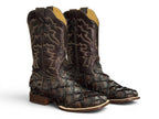 BOTA LR BOOTS GRABADA PESCADO PIRARUCÚ CAFÉ CABALLERO