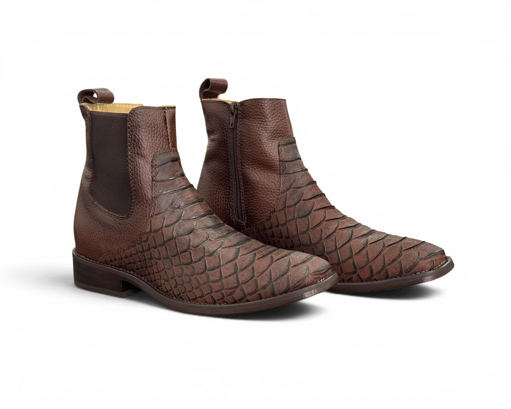 BOTÍN LR BOOTS GRABADO PITÓN CAFÉ CABALLERO