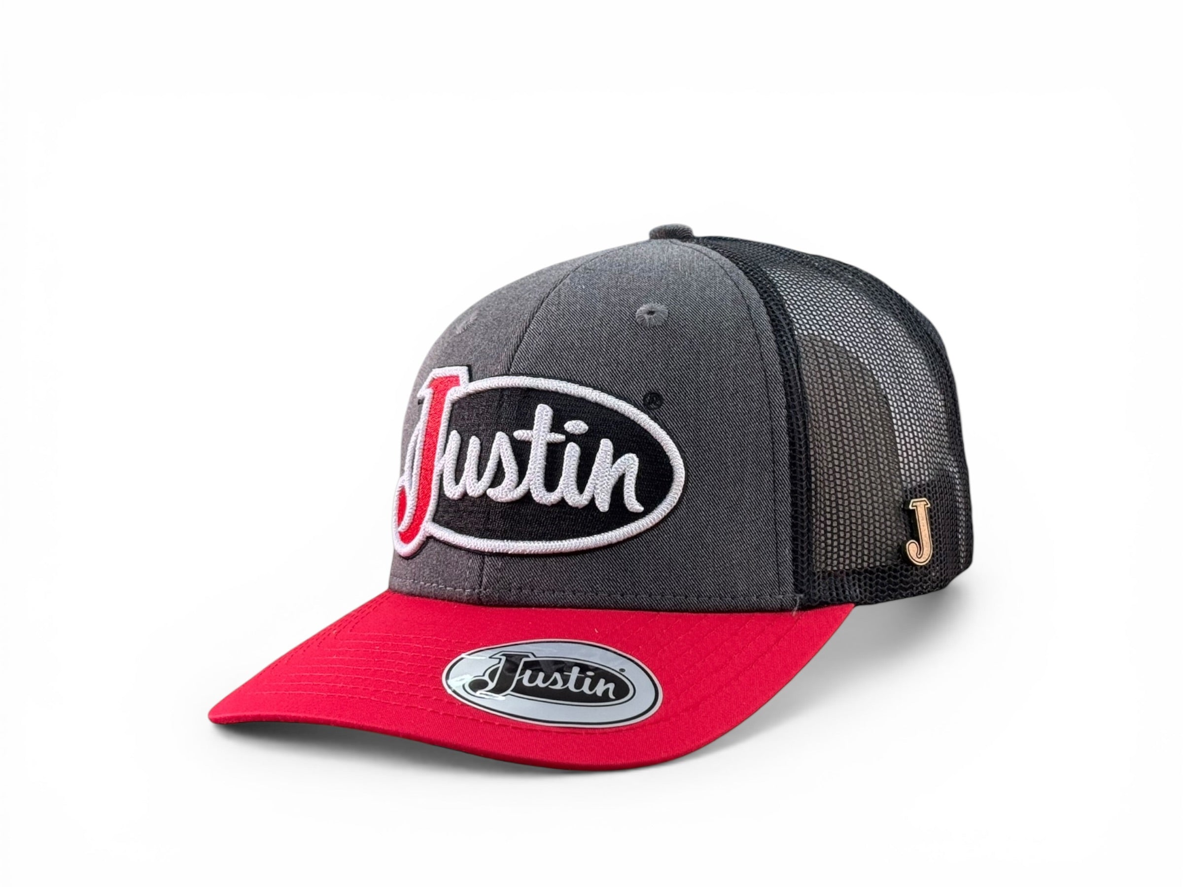 JUSTIN GORRA GRIS / ROJO