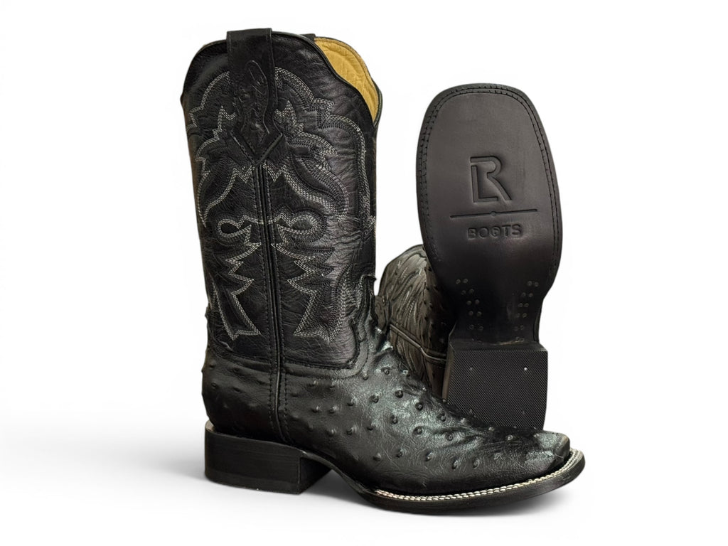 BOTA LR BOOTS GRABADA AVESTRUZ NEGRO CABALLERO