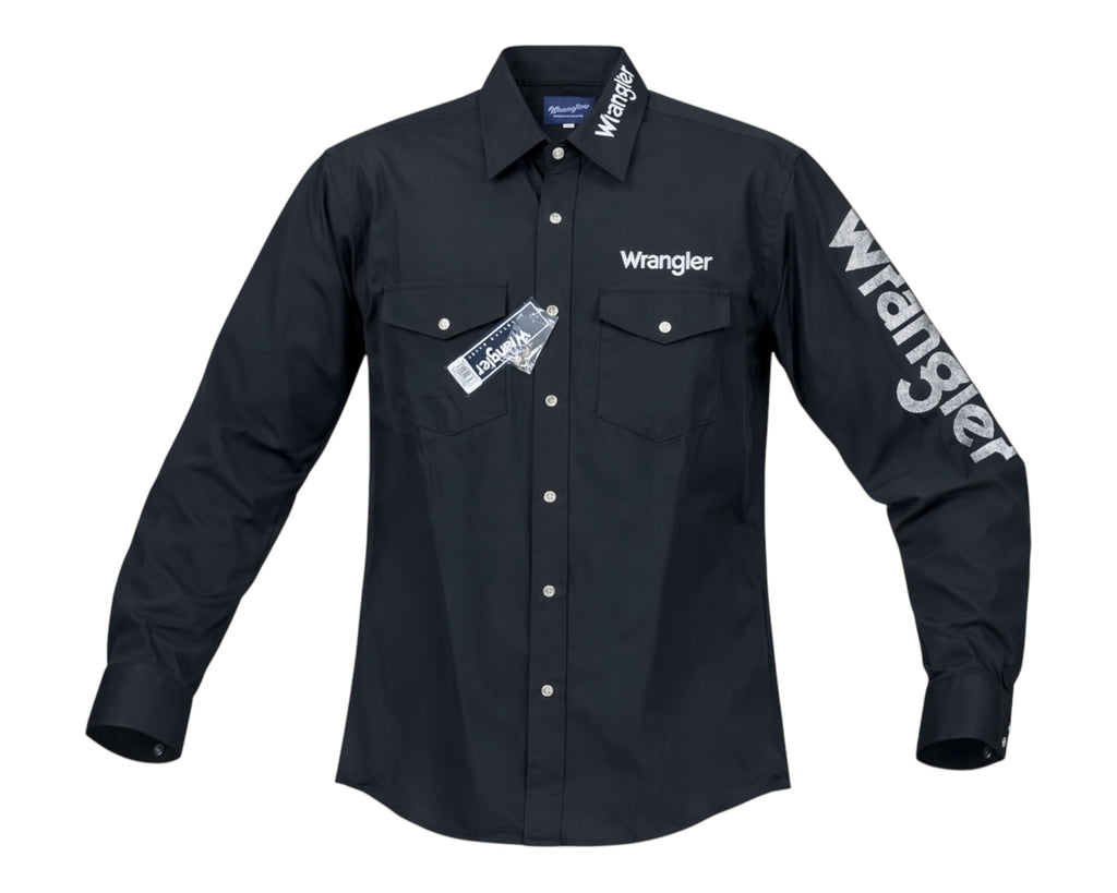 CAMISA WRANGLER NEGRA LOGOS CABALLERO
