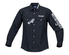 CAMISA WRANGLER NEGRA LOGOS CABALLERO