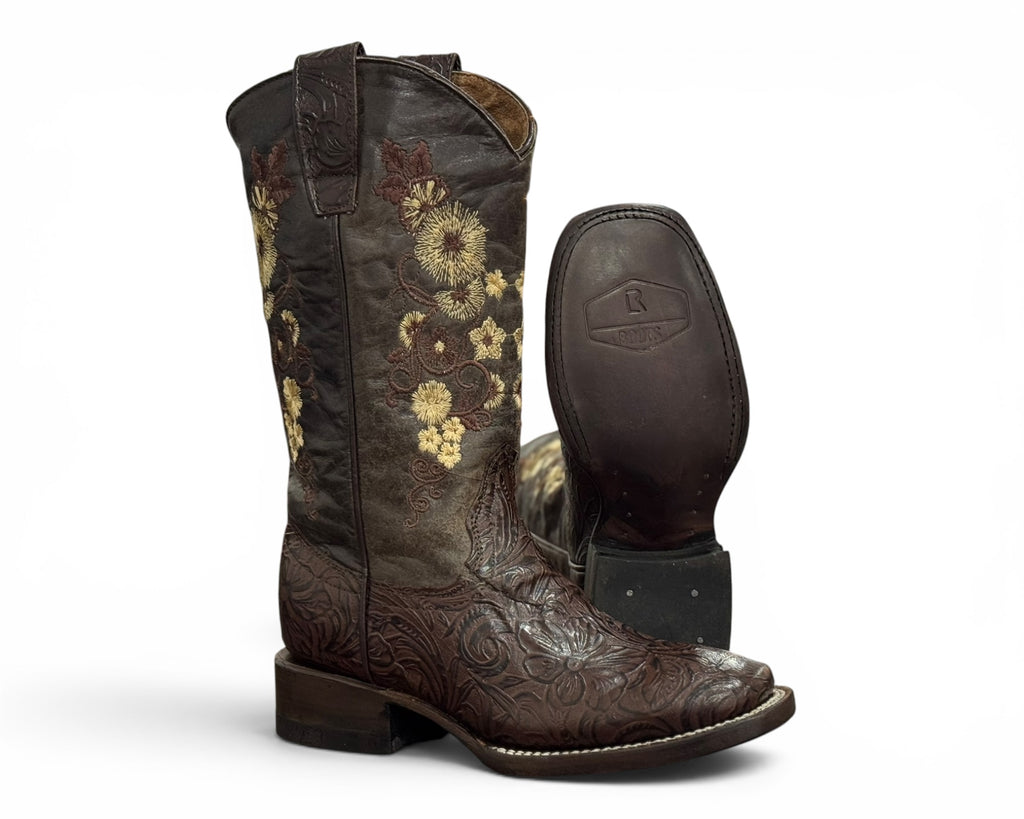 BOTA LR BOOTS CINCELADA FLORES DAMA