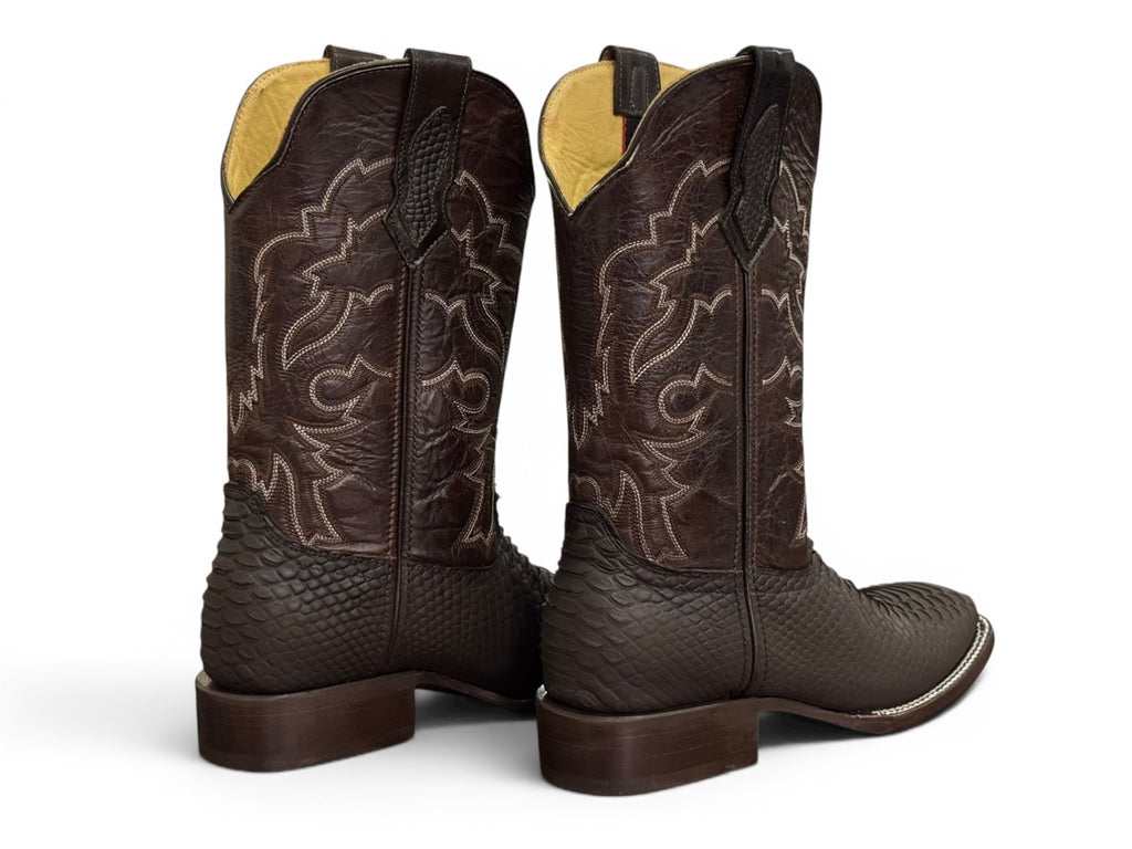 BOTA LR BOOTS GRABADA VÍBORA DE PITÓN CAFÉ CABALLERO