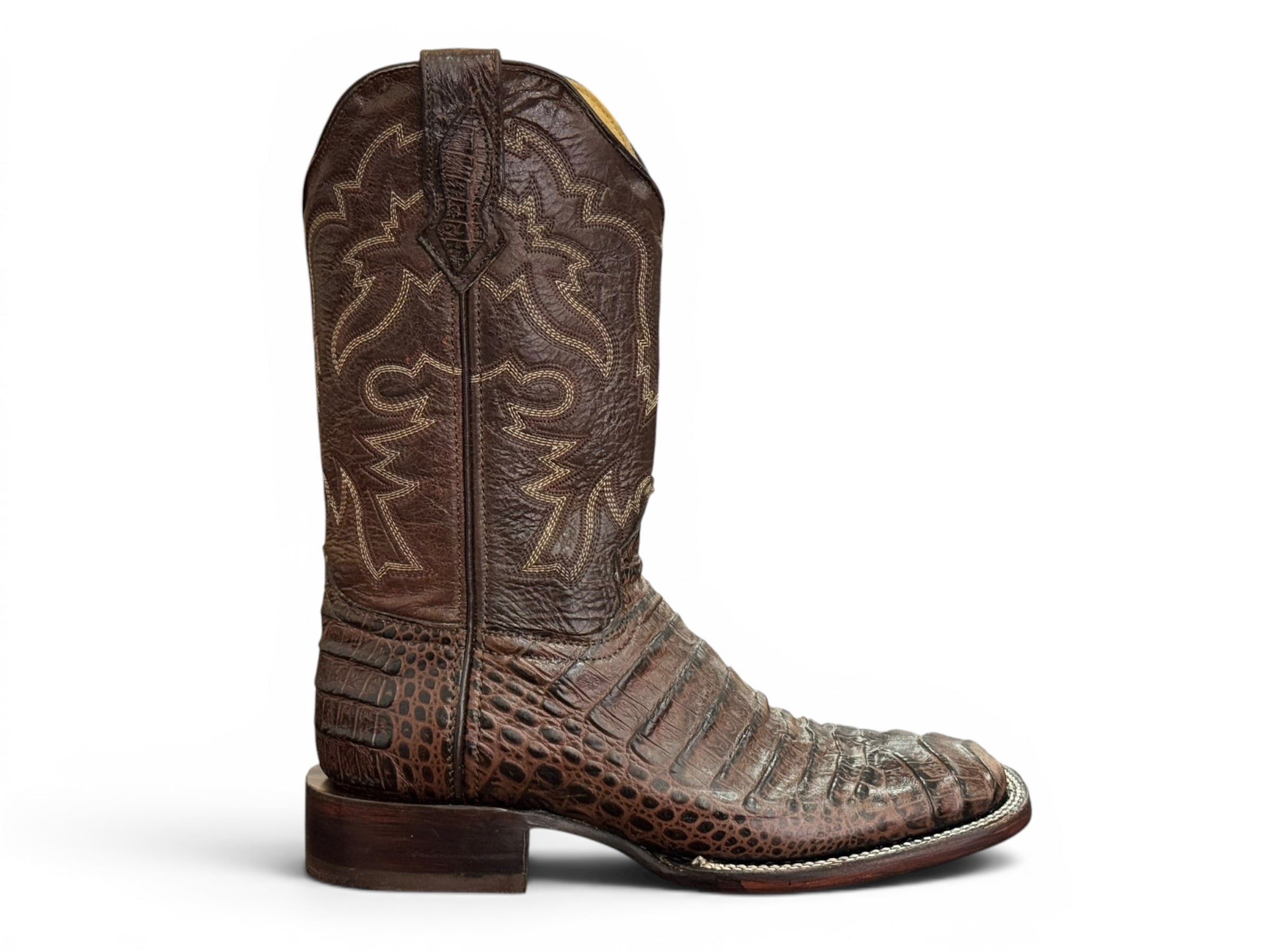 BOTA LR BOOTS GRABADA CAIMÁN CAFÉ CABALLERO