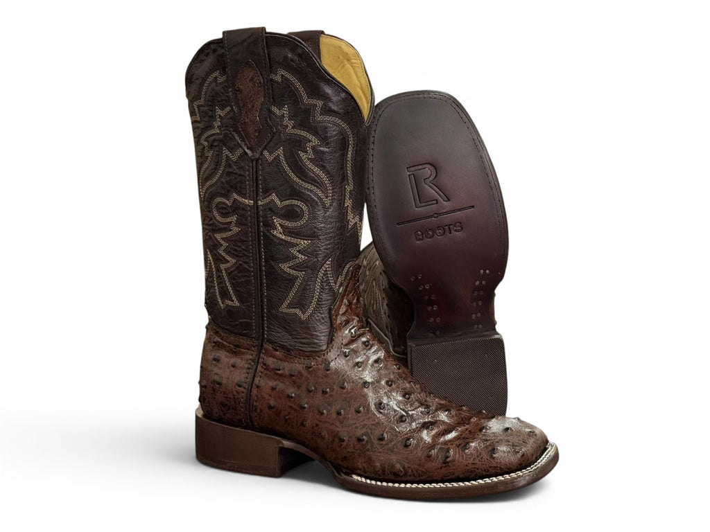 BOTA LR BOOTS GRABADA AVESTRUZ CAFÉ CABALLERO