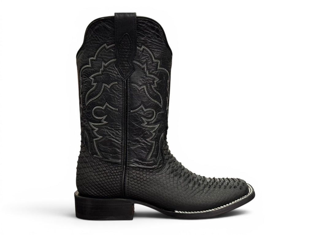 BOTA LR BOOTS GRABADA VÍBORA DE PITÓN NEGRO CABALLERO