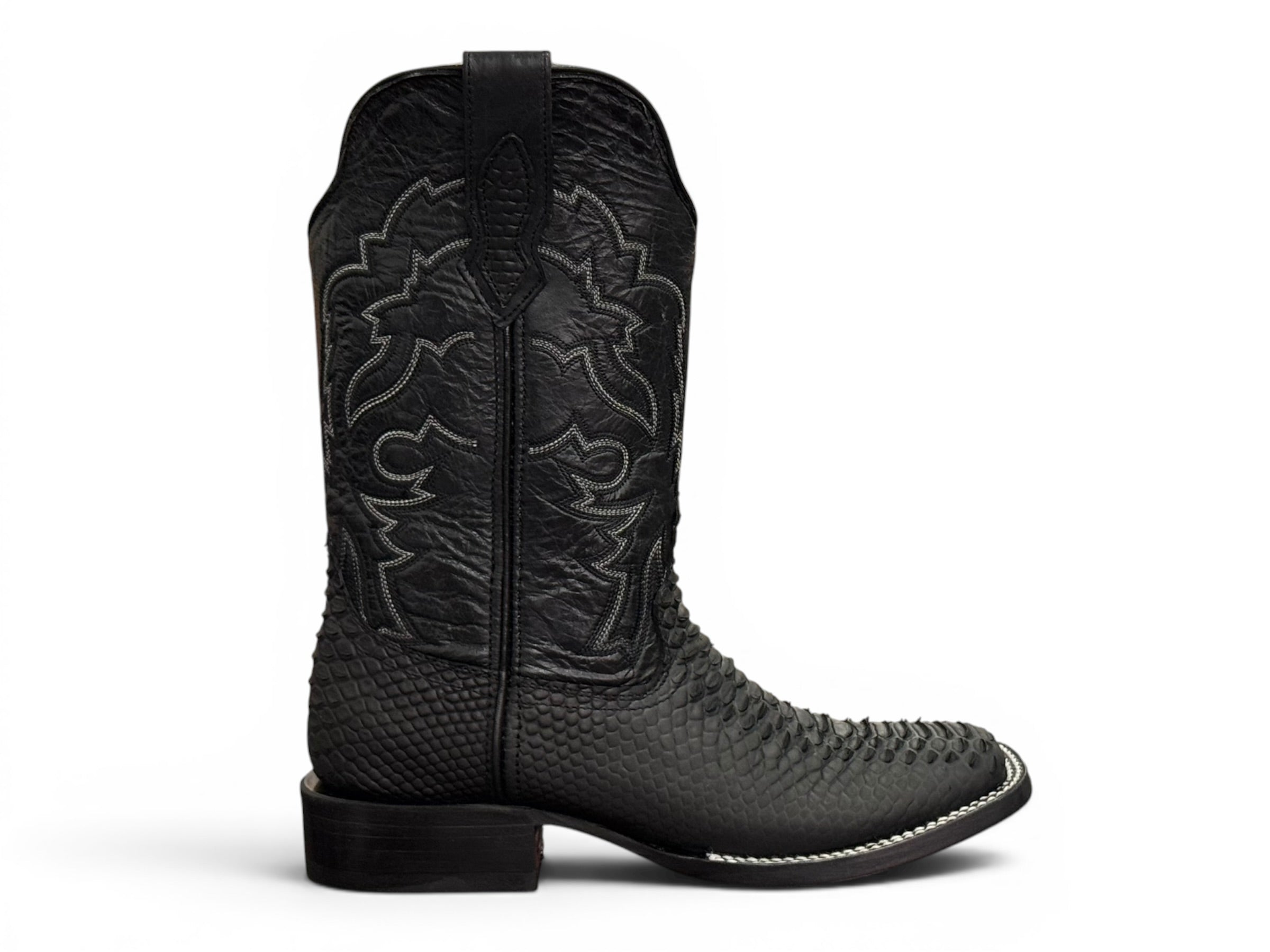 BOTA LR BOOTS GRABADA VÍBORA DE PITÓN NEGRO CABALLERO